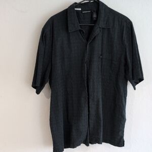 DKNY Jeans Charcoal Tonal Plaid Short Sleeve Button Down - XL